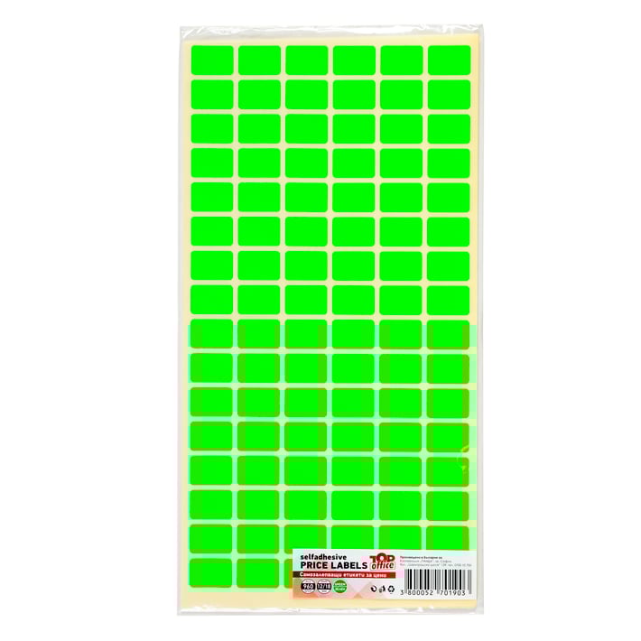 Top Office Самозалепващи се етикети за цени, 12 x 18 mm, зелени, 960 броя