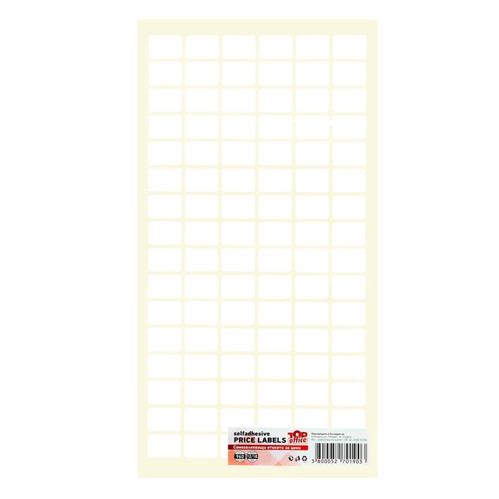 Top Office Самозалепващи етикети за цени, 12 x 18 mm, бели, 960 броя