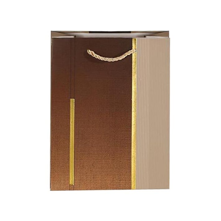 Подаръчна торбичка, 26 х 32 х 10 cm, кафява, със златиста лента