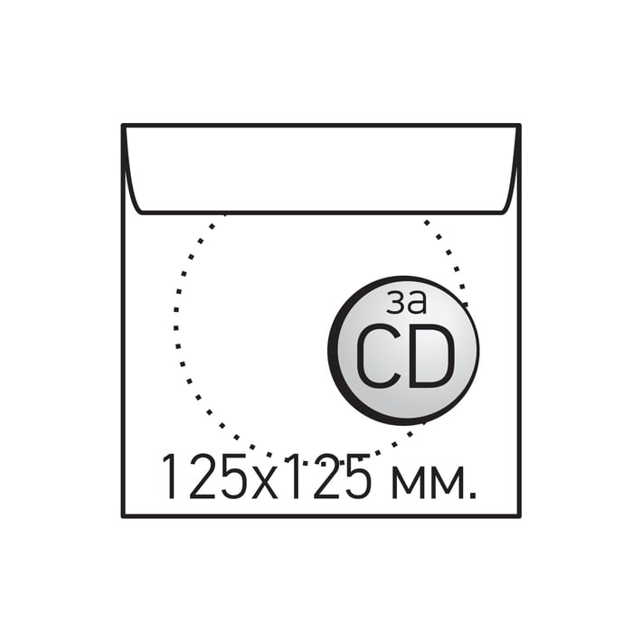 Top Office Плик за CD/DVD, 125 x 125 mm, хартиен, с прозорец, със самозалепваща лента, бял, 100 броя