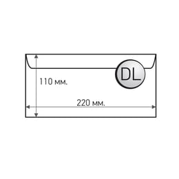 Office 1 Плик, DL, 110 x 220 mm, хартиен, със самозалепваща лента, бял, 100 броя