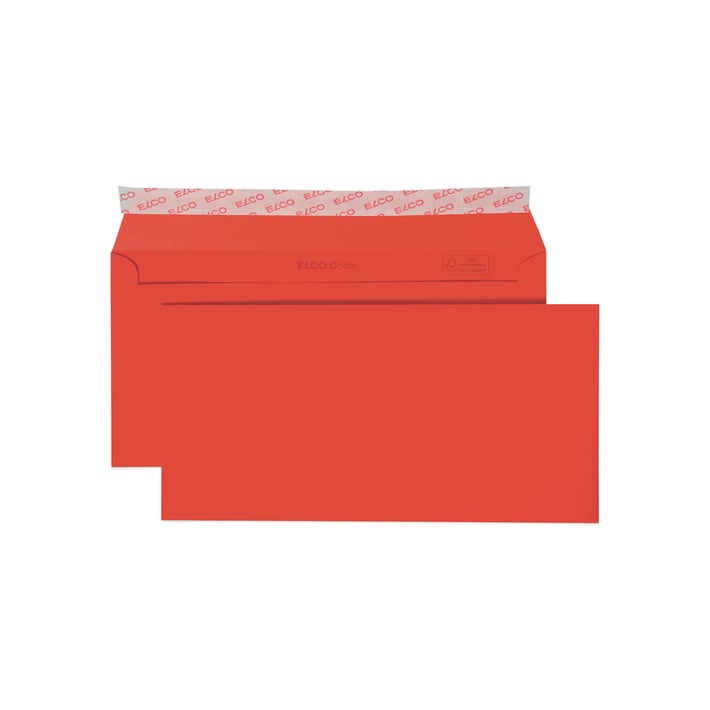 Elco Пощенски плик, C6/5, 114 х 229 mm, 100 g, прав капак със самозалепваща лента, червен, 25 броя