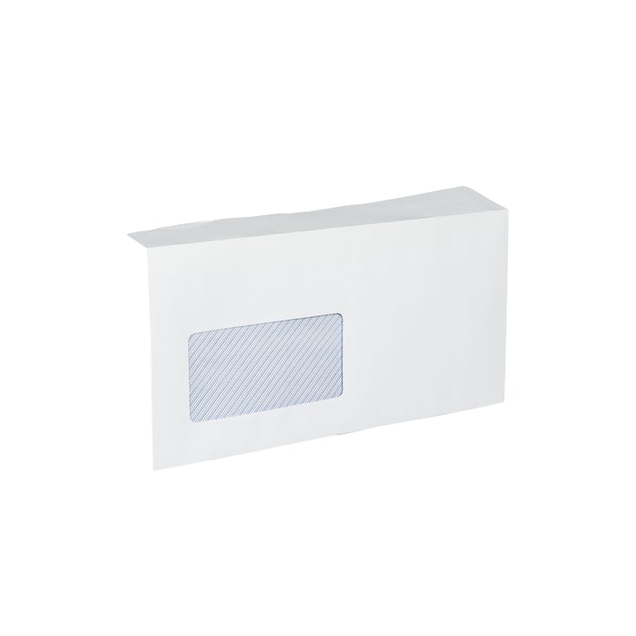 Office 1 Плик, DL, 110 x 220 mm, хартиен, с ляво прозорче, със самозалепваща лента, бял, 100 броя