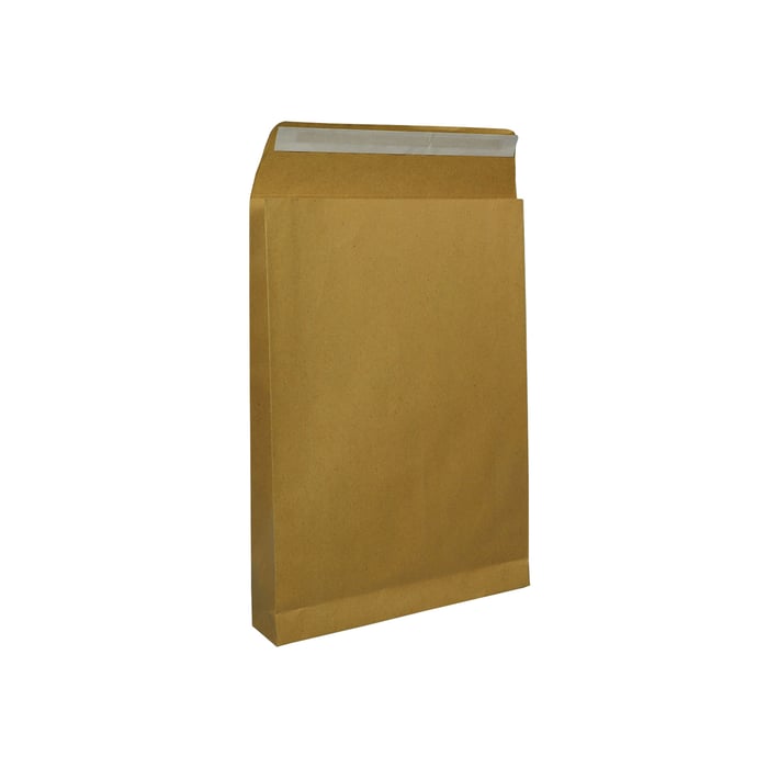 Office 1 Пощенски плик, B4, 250 x 353 mm, хартиен, с разширение, със самозалепваща лента, кафяв, 10 броя