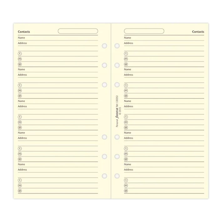 Filofax Пълнител за органайзер Cotton Cream Personal, за имена, адреси и телефони