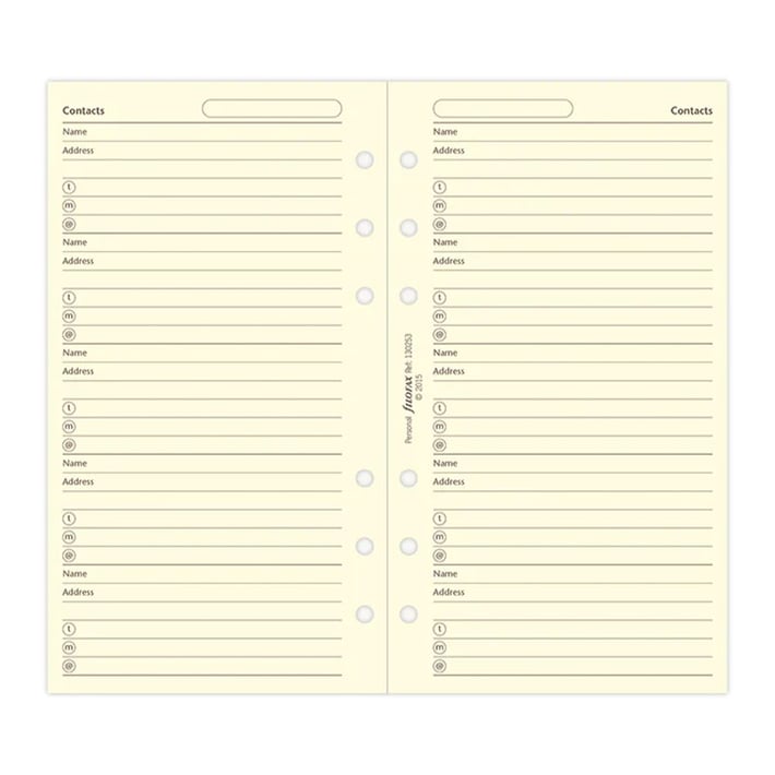 Filofax Пълнител за органайзер Cotton Cream Personal, за имена, адреси и телефони