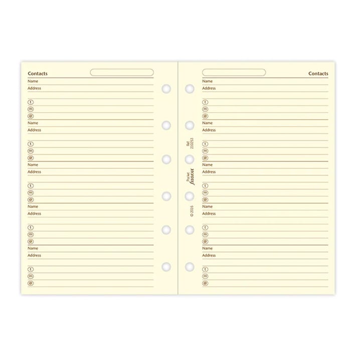 Filofax Пълнител за органайзер Cotton Cream Pocket, за имена, адреси и телефони