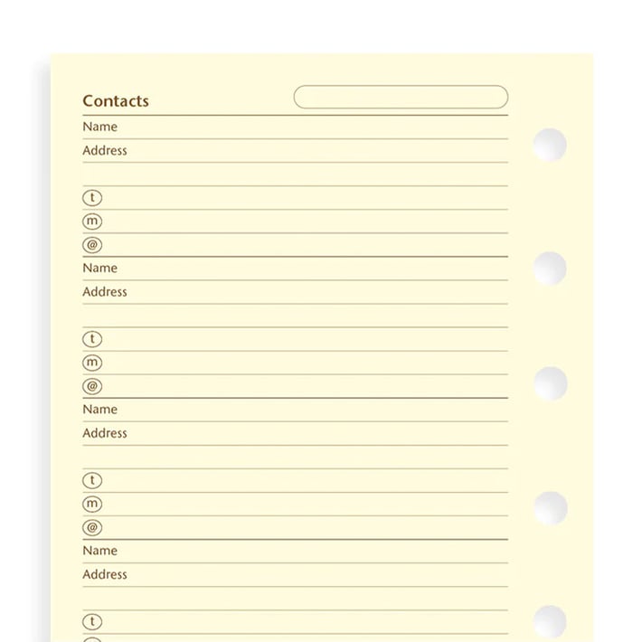 Filofax Пълнител за органайзер Cotton Cream Pocket, за имена, адреси и телефони