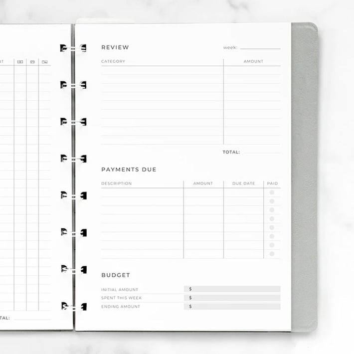 Filofax Пълнител за тефтер Minimal, A5, описване на разходи