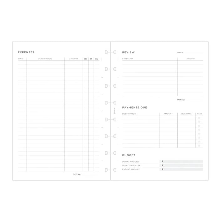 Filofax Пълнител за тефтер Minimal, A5, описване на разходи