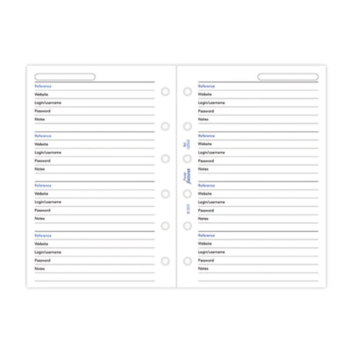 Filofax Пълнител за органайзер New Classic Pocket, за пароли
