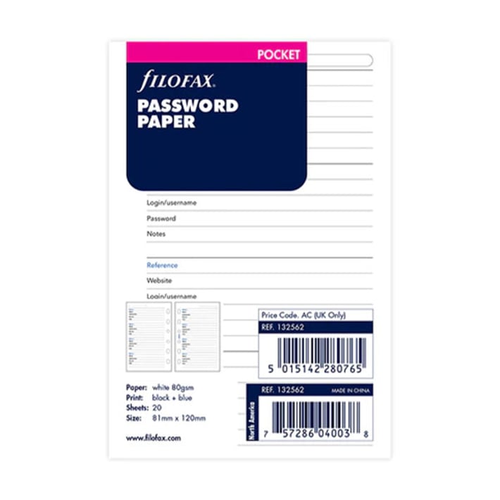 Filofax Пълнител за органайзер New Classic Pocket, за пароли