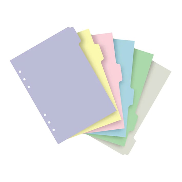Filofax Разделител за органайзер Pastel, A5, с 6 раздела, цветен