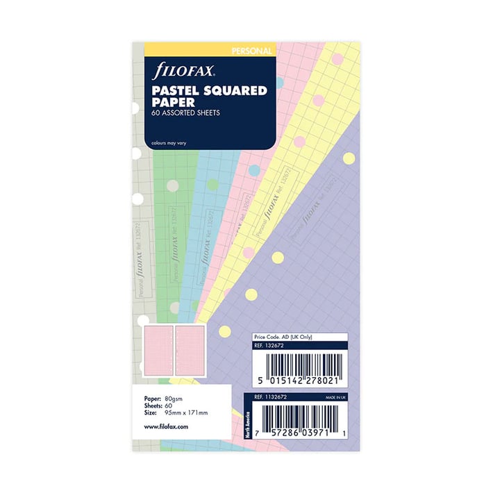 Filofax Пълнител за органайзер Pastel Personal, на квадратчета, цветен