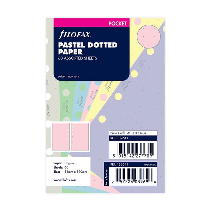 Filofax Пълнител за органайзер Pastel Pocket, на точки, цветен