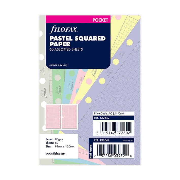 Filofax Пълнител за органайзер Pastel Pocket, на квадратчета, цветен