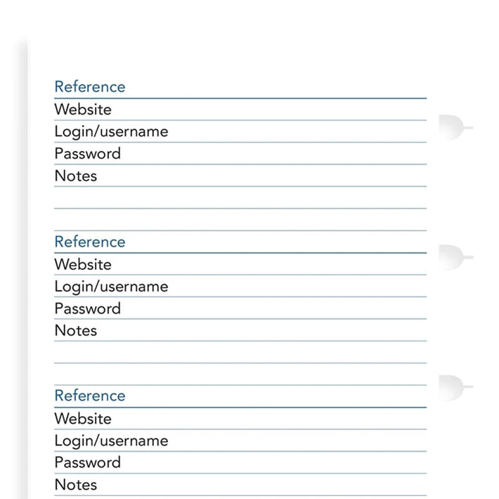 Filofax Пълнител за тефтер Pocket, за пароли