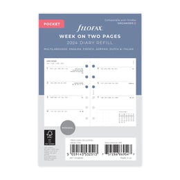 Filofax Пълнител за органайзер Minimal Pocket, за 2024 година, 1 седмица на 2 страници