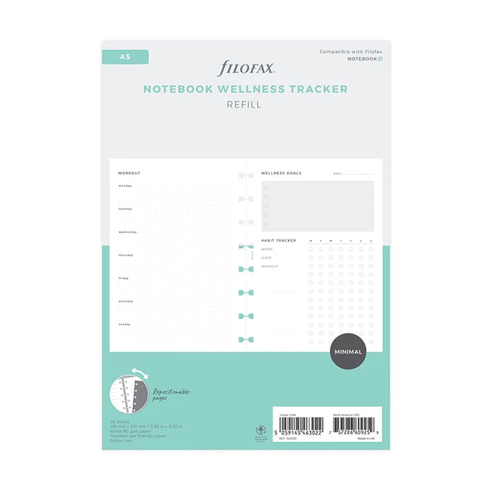 Filofax Пълнител за тефтер Minimal Wellness, А5