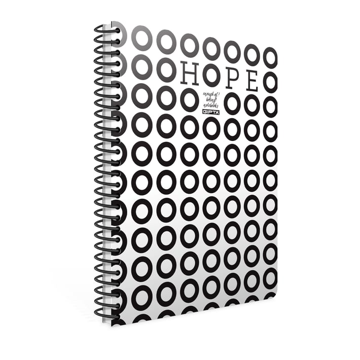 Gipta Hope Тетрадка 19 x 26 cm, бяла, широки редове, картонена корица, 80 листа