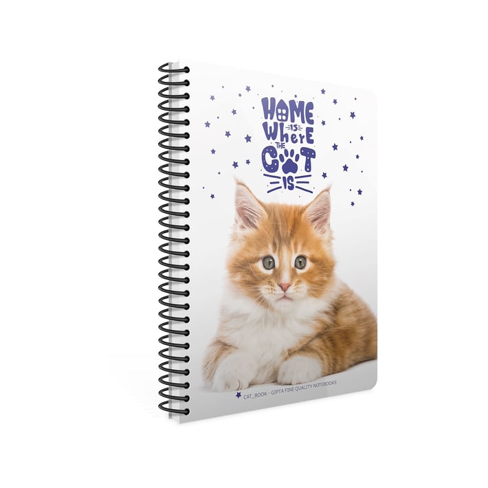 Gipta Тетрадка Catbook, бяла хартия, малки квадратчета, PP корица, със спирала, А4, 80 листа