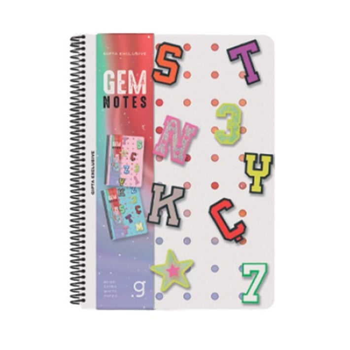 Gipta Тетрадка Gem Notes, A4, бяла хартия, на квадратчета, PP корица, със спирала, 80 листа