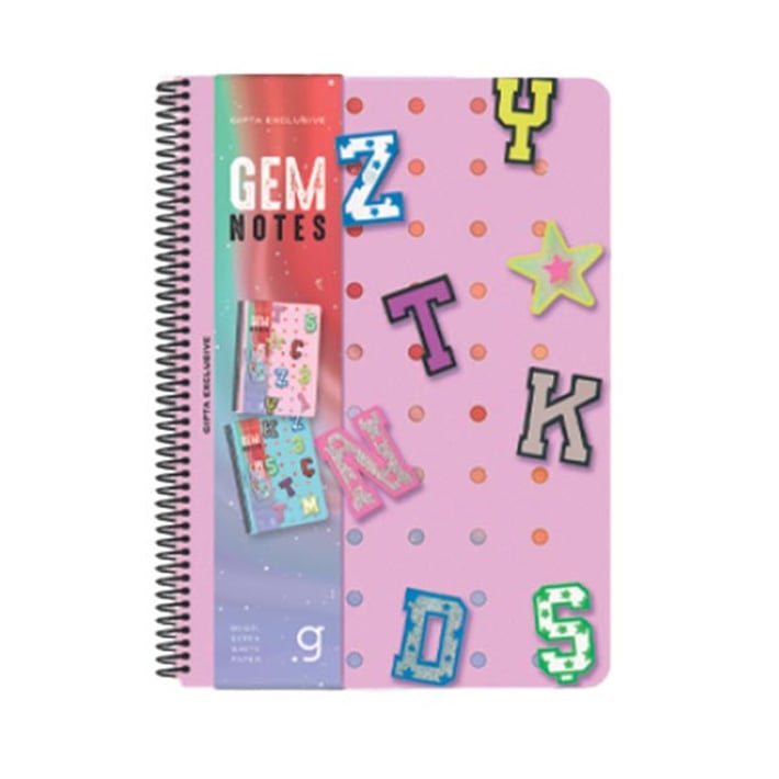 Gipta Тетрадка Gem Notes, A4, бяла хартия, на квадратчета, PP корица, със спирала, 80 листа