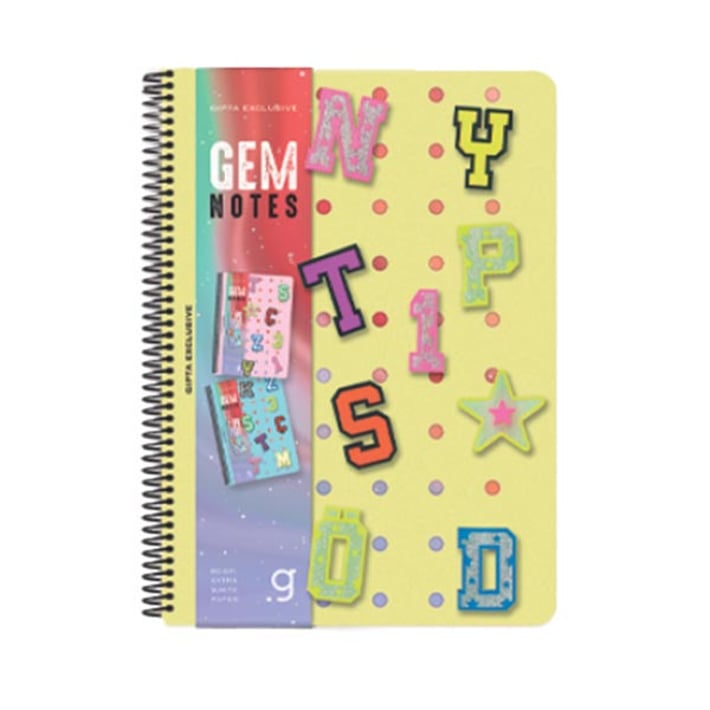 Gipta Тетрадка Gem Notes, A4, бяла хартия, на квадратчета, PP корица, със спирала, 80 листа
