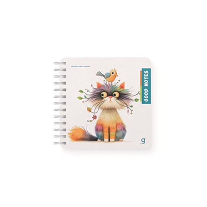 Gipta Тетрадка Good Notes, 16 x 16 cm, кремава хартия, широки редове, твърда корица, със спирала, 80 листа
