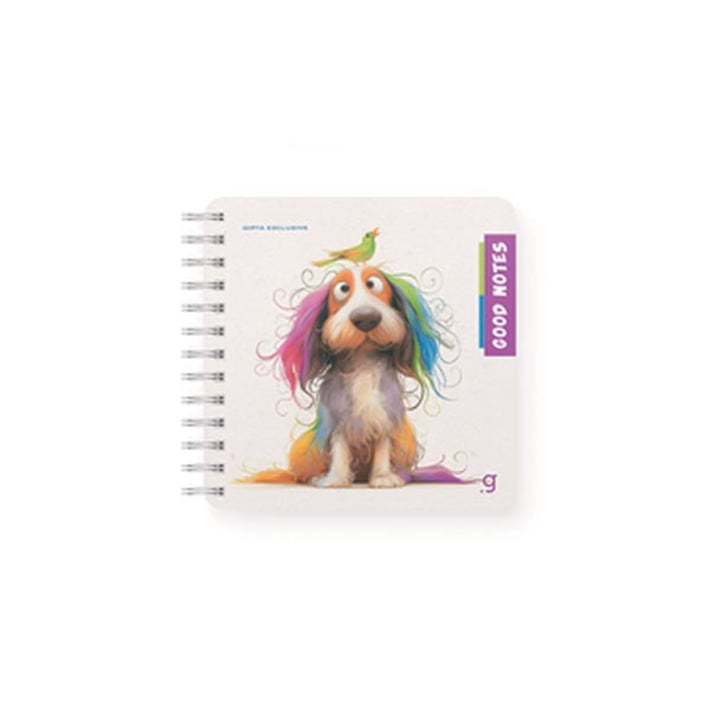 Gipta Тетрадка Good Notes, 16 x 16 cm, кремава хартия, широки редове, твърда корица, със спирала, 80 листа