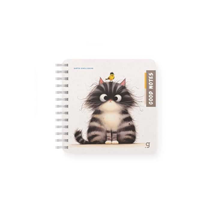 Gipta Тетрадка Good Notes, 16 x 16 cm, кремава хартия, широки редове, твърда корица, със спирала, 80 листа