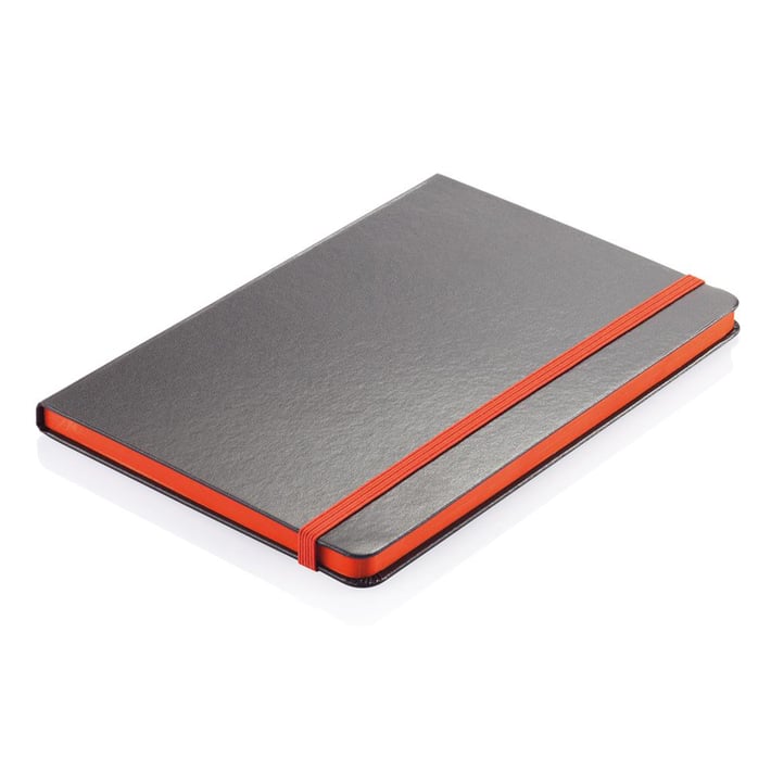XD Тефтер Deluxe, А5, 80 листа, офсетова хартия, с оранжев ластик, черен