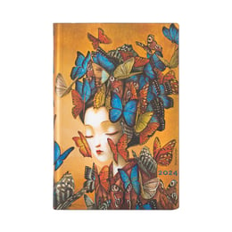 Paperblanks Планер Madame Butterfly, Mini, хоризонтален, мека корица, 88 листа, за 2024 година
