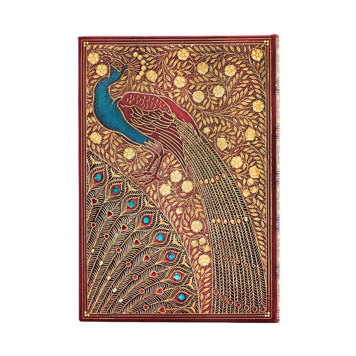 Paperblanks Тефтер Hafiz's Peacocks, Midi, широки редове, твърда корица, 72 листа
