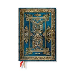 Paperblanks Планер Blue Luxe, Midi, 1 ден на страница, твърда корица, 208 листа, за 2026 година