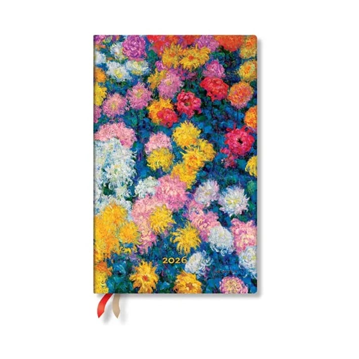 Paperblanks Планер Monet Chrysanthemums, Maxi, вертикален, твърда корица, 80 листа, за 2026 година