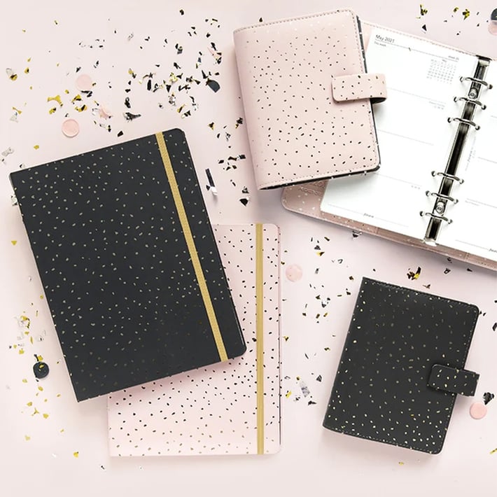 Filofax Органайзер Confetti Personal, черен със златисти елементи