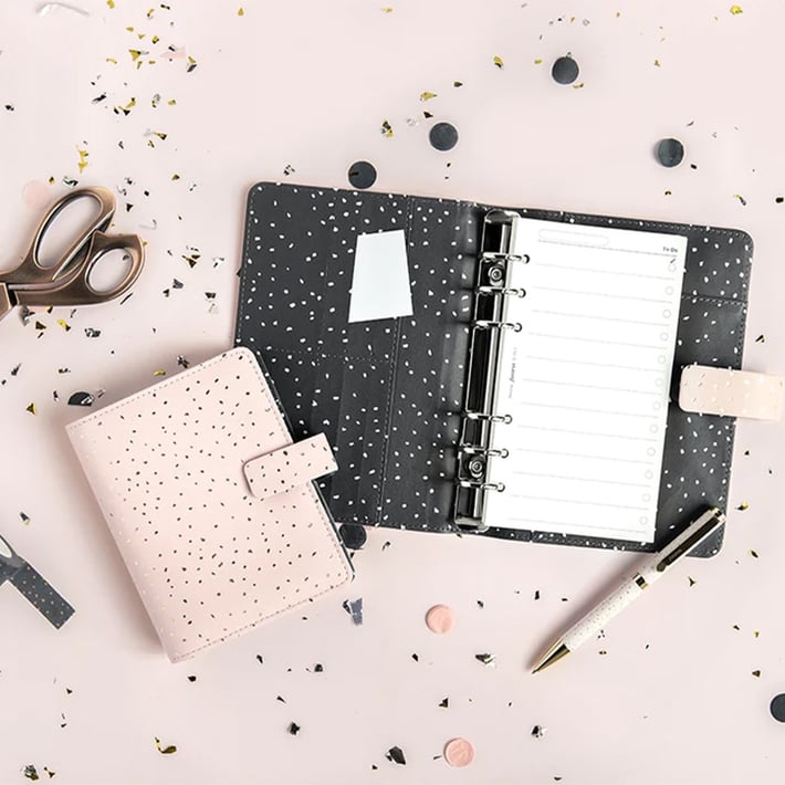 Filofax Органайзер Confetti Personal, розов със златисти елементи