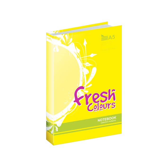 Тетрадка Fresh, A5, широки редове, офсетова хартия, твърда корица, 150 листа