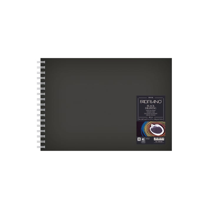Fabriano Скицник за рисуване, A4, 190 g/m2, черни листове, 40 листа