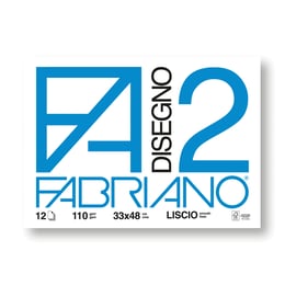 Fabriano Блок за рисуване Disegno 2, 33 x 48 cm, 110 g/m2, гладък, подлепен, 12 листа