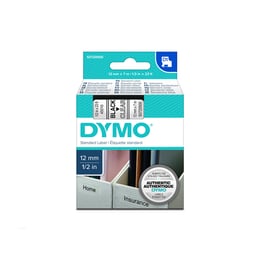 Dymo Лента 45010, 12 x 7 m, черни букви/прозрачен фон