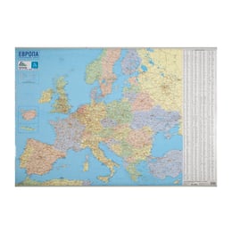 DataMap Стенна карта на Европа, пътна, 100 x 70 cm, ламинирана, мащаб 1:5 000 000
