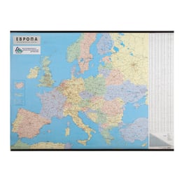 Стенна карта на Европа, политическа, 140 x 100 cm, ламинирана, мащаб 1:3 500 000