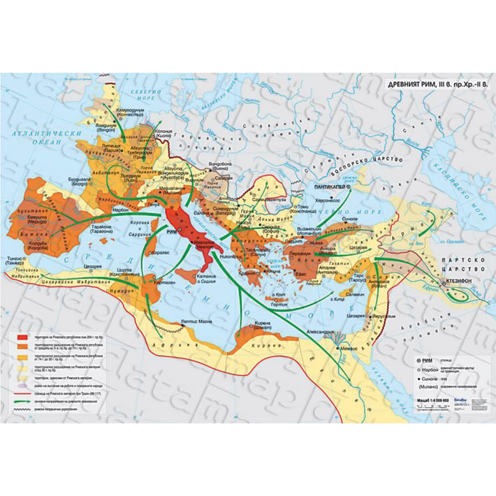 Карта Древният Рим III век пр. н. е. – II век