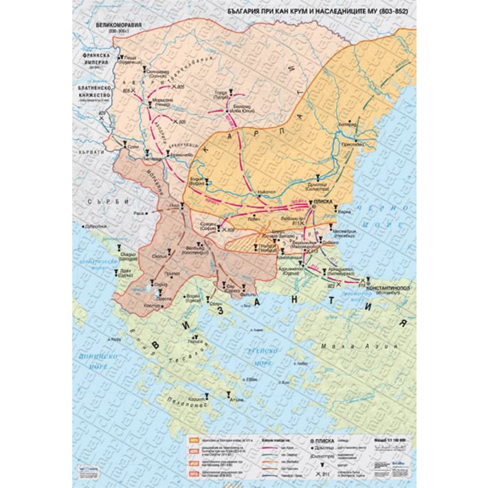 Карта България при хан Крум и наследниците му