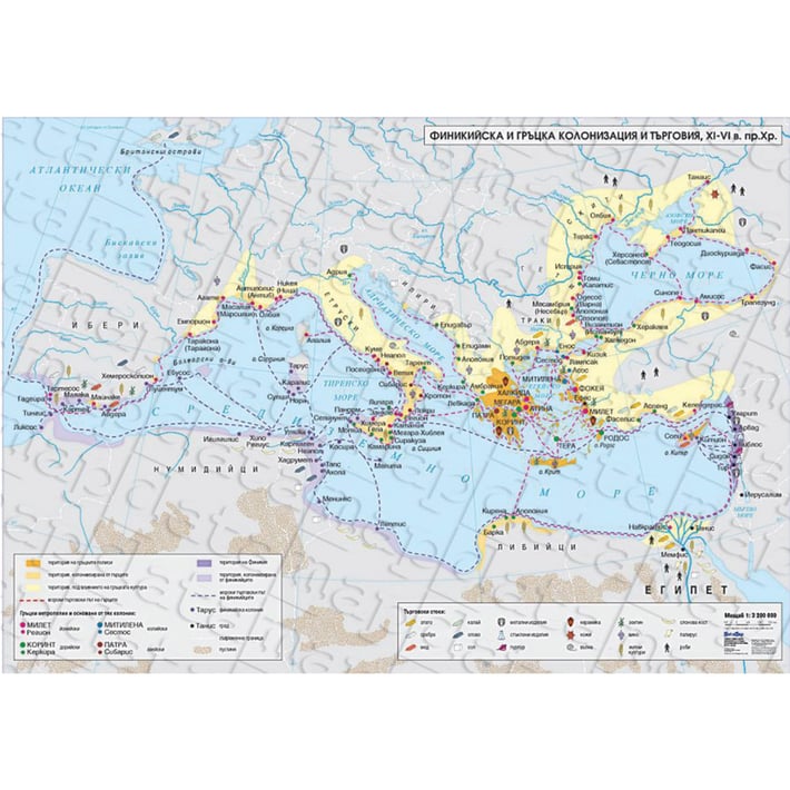 Карта Финикийска и гръцка колонизация и търговия