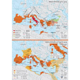 Карта Римска република до 74 г. пр. хр. от 74 до 30 г. пр. хр.