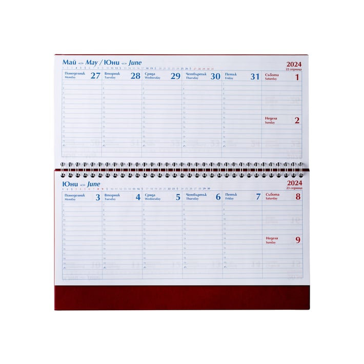 Настолен календар-бележник Олимп, 29 x 13 cm, бордо