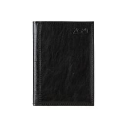 Календар-бележник Мадера, с дати, A5, кожена подвързия, цвят черен